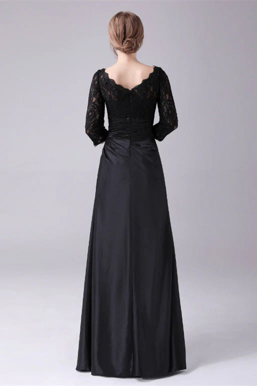 Long sleeves jewel ankle-length backless lace mermaid mother's dress - Image 2