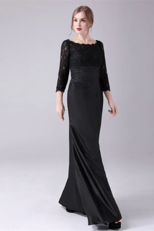 Long sleeves jewel ankle-length backless lace mermaid mother's dress - Image 4