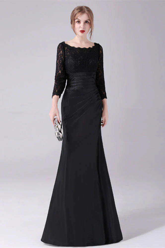 Long sleeves jewel ankle-length backless lace mermaid mother's dress - Image 5