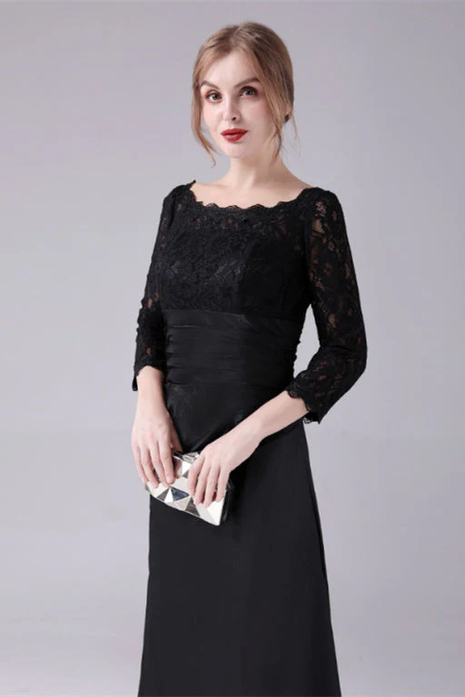 Long sleeves jewel ankle-length backless lace mermaid mother's dress - Image 6