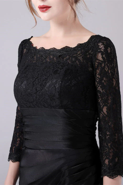 Long sleeves jewel ankle-length backless lace mermaid mother's dress - Image 8