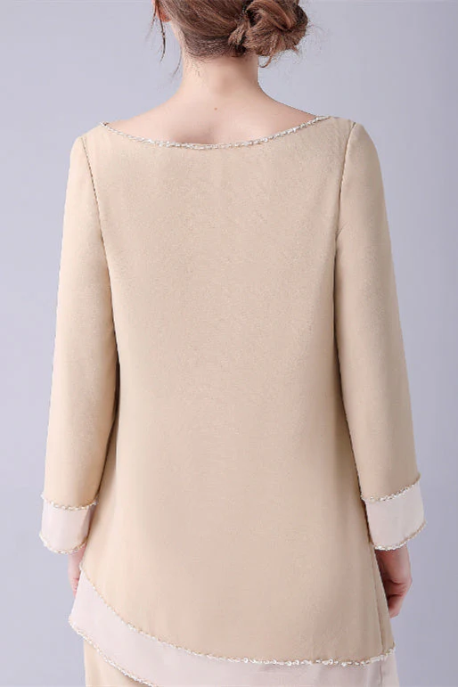 Long sleeves Jewel Asymmetrical mother's shirt - Image 2