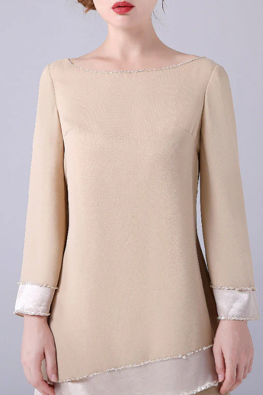 Long sleeves Jewel Asymmetrical mother's shirt - Image 4