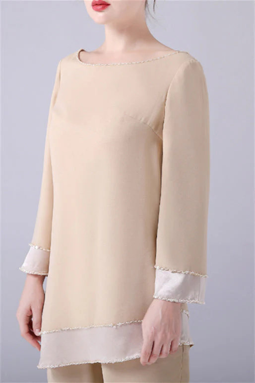 Long sleeves Jewel Asymmetrical mother's shirt - Image 5