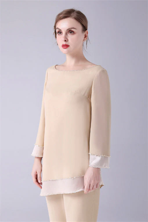 Long sleeves Jewel Asymmetrical mother's shirt - Image 6