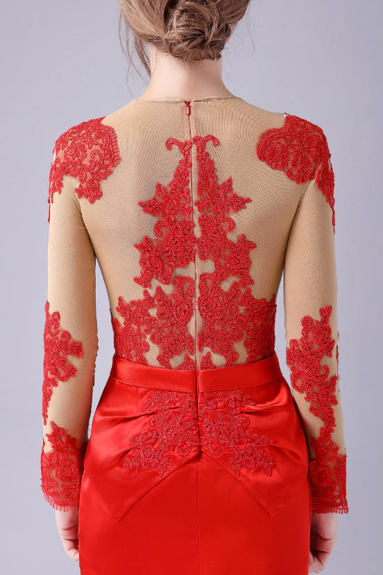 Long sleeves Jewel lace Mermaid Floor Length mother's dress - Image 2