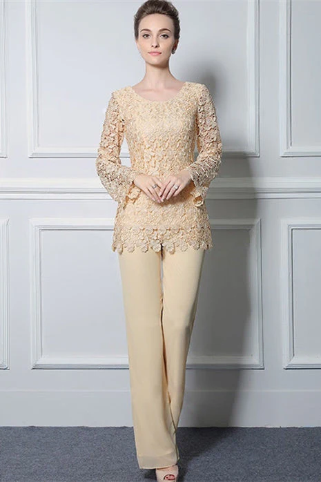 Long Sleeves lace Jewel modest mother's suit - Image 3