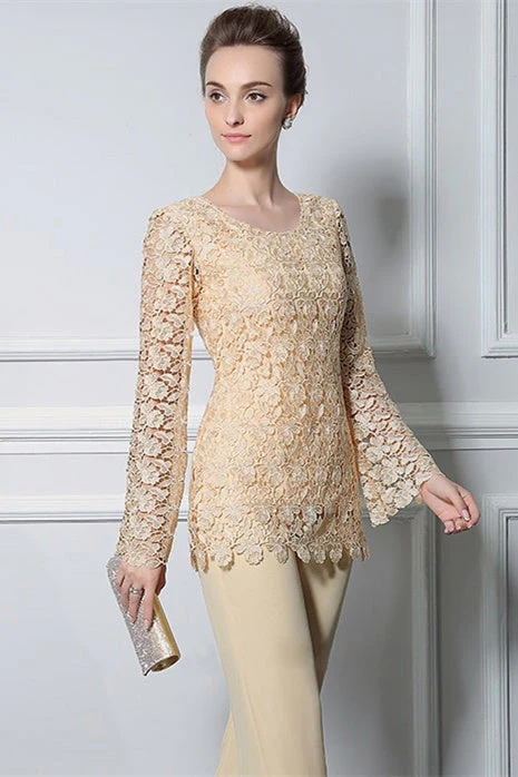 Long Sleeves lace Jewel modest mother's suit - Image 5