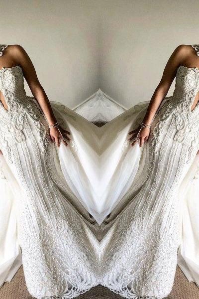 Luxurious High Neck Mermaid Sleeveless Wedding DressNew Arrival Lace Appliques Overskirt Bridal Gown - Image 3
