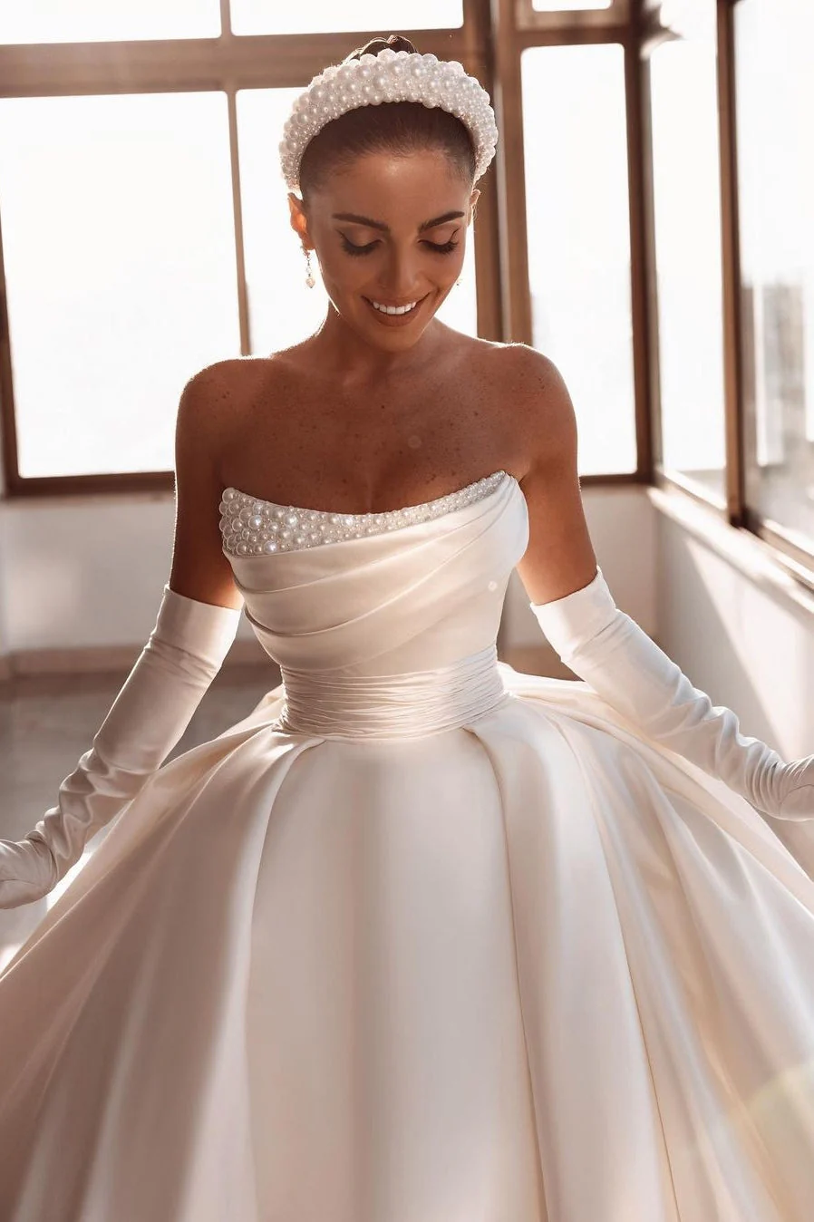 Gorgeous Strapless Ball Gown Wedding Dress With Beadings Online - Image 3