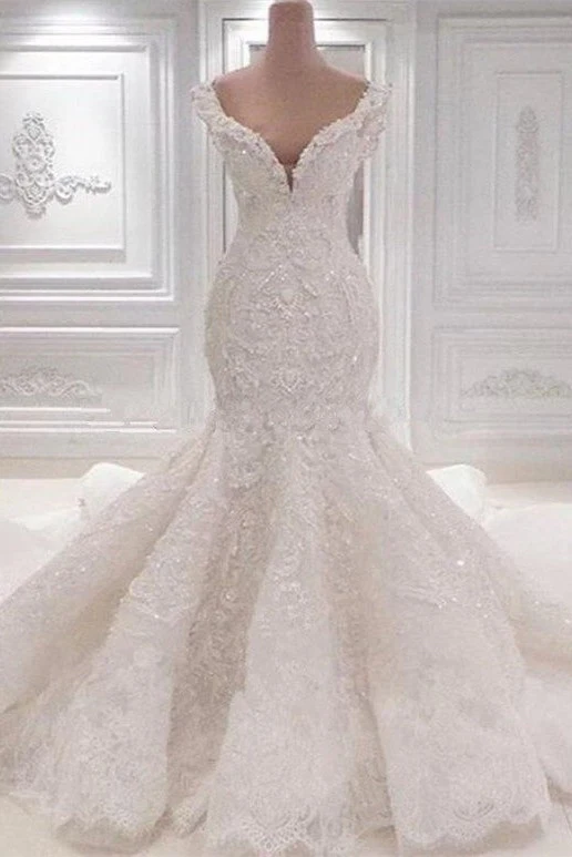 Luxurious Off the Shoulder Mermaid Wedding Dress New Arrival Lace AppliquesBridal Gowns - Image 2