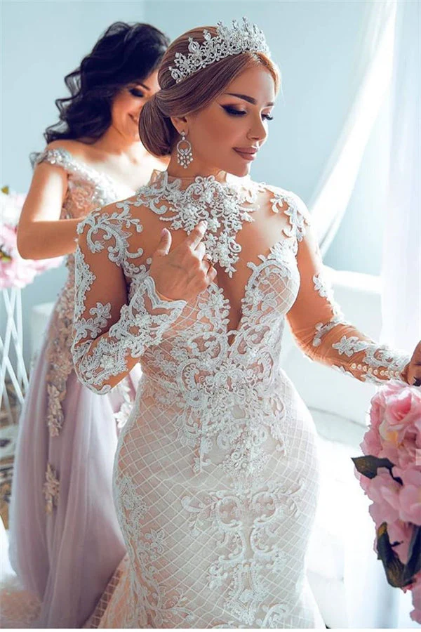 Luxurious Sweetheart Lace Tulle Mermaid Spring Wedding Dress - Image 7