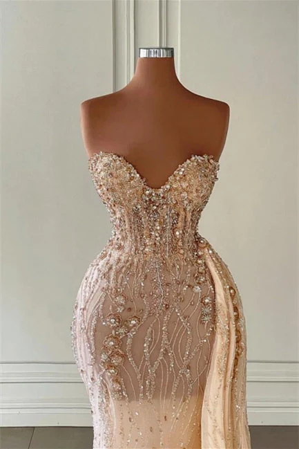Charming Sweetheart Sleeveless Mermaid Prom Dress With Beads Long - Image 2