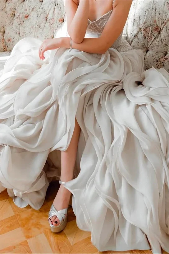 Luxury Sweetheart Spaghetti-Straps Sleeveless Organza Prom Dress A-Line With Lace-Up Back - Image 5