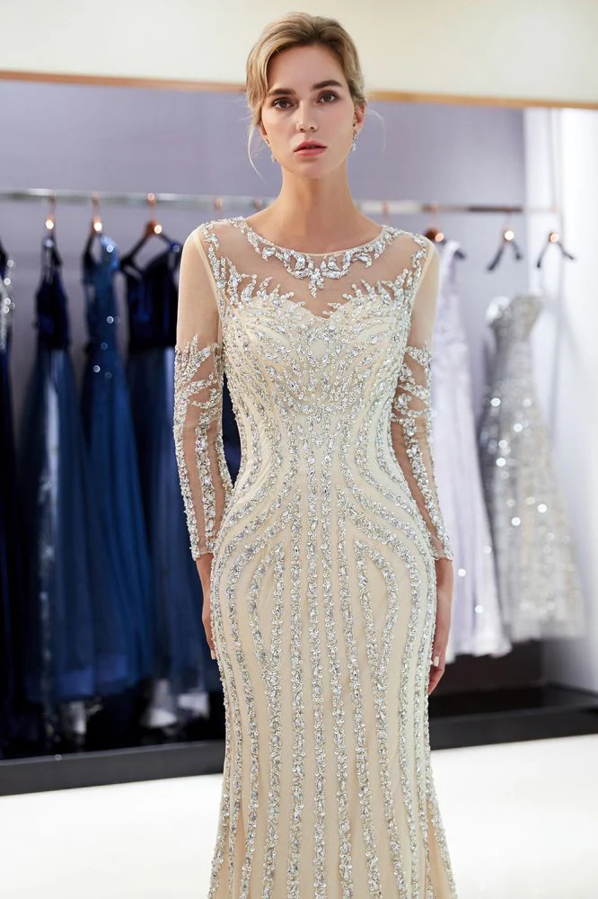 MARLENE Mermaid Sequined Pattern Long Sleevess Evening Dresses - Image 11
