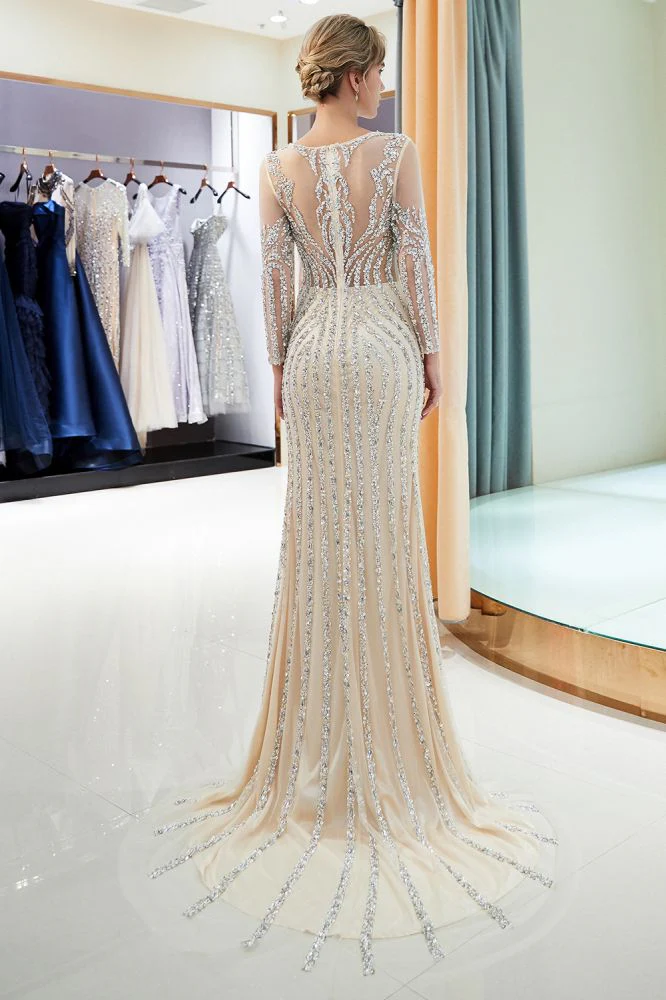 MARLENE Mermaid Sequined Pattern Long Sleevess Evening Dresses - Image 14