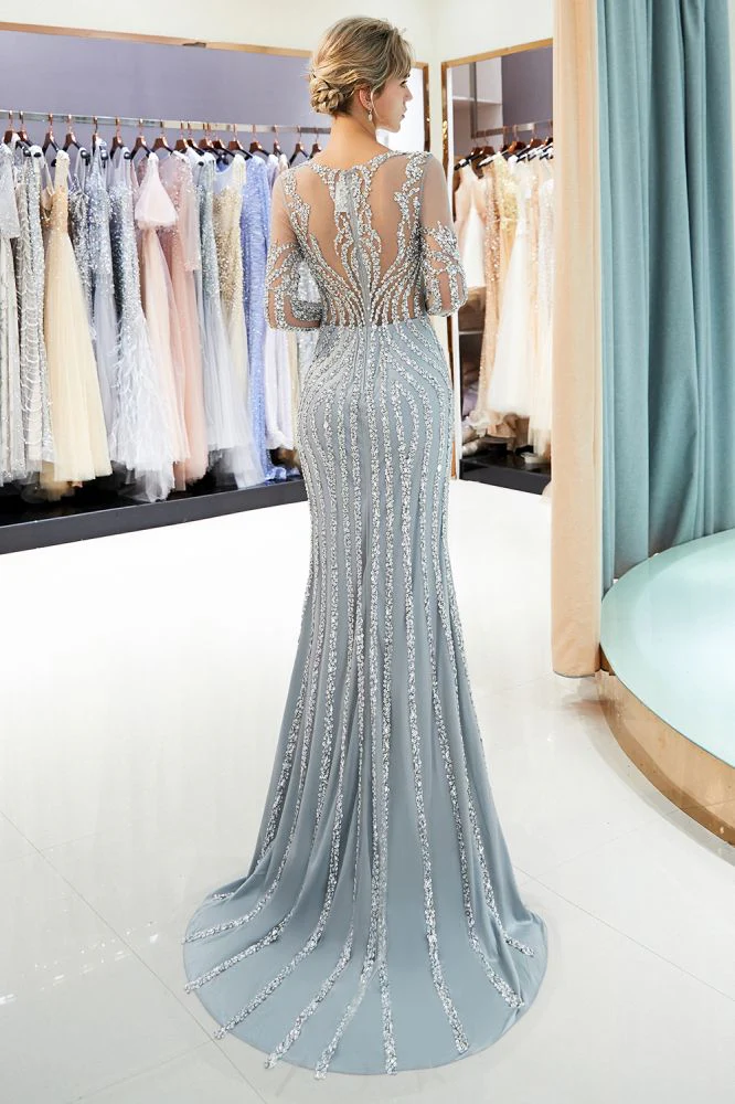 MARLENE Mermaid Sequined Pattern Long Sleevess Evening Dresses - Image 3