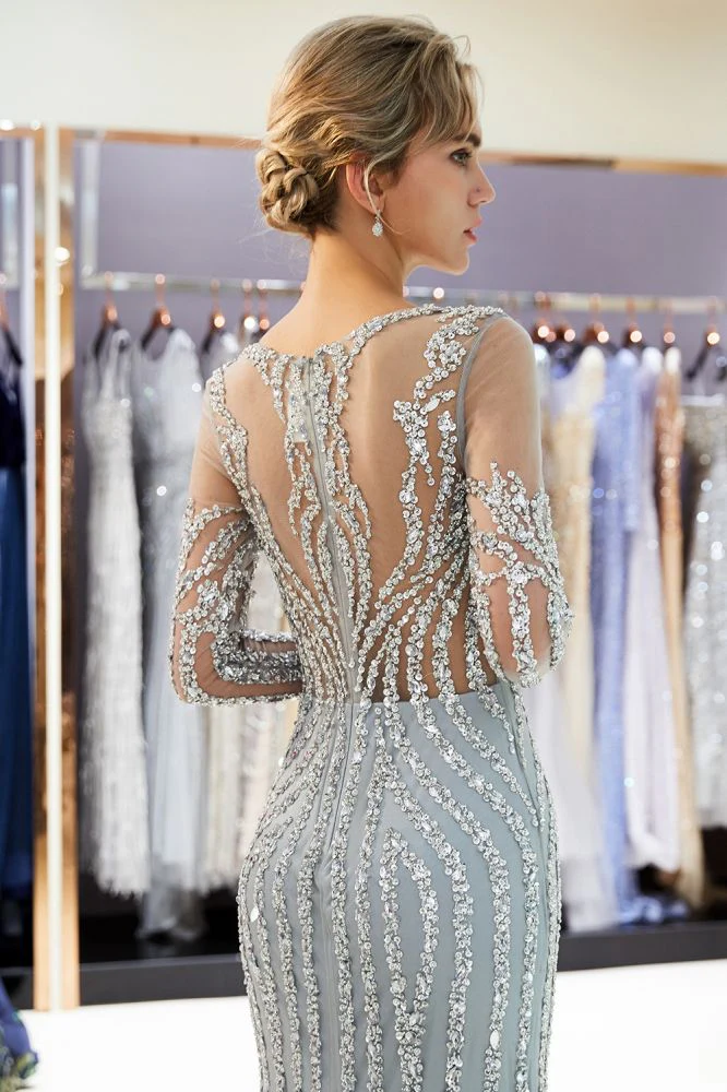 MARLENE Mermaid Sequined Pattern Long Sleevess Evening Dresses - Image 7
