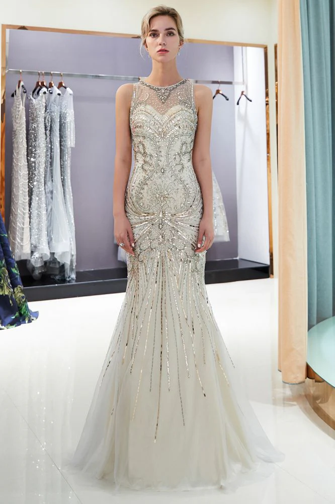 MARVEL Mermaid Sleeveless Long Evening Dresses with Gorgeous Beading - Image 2