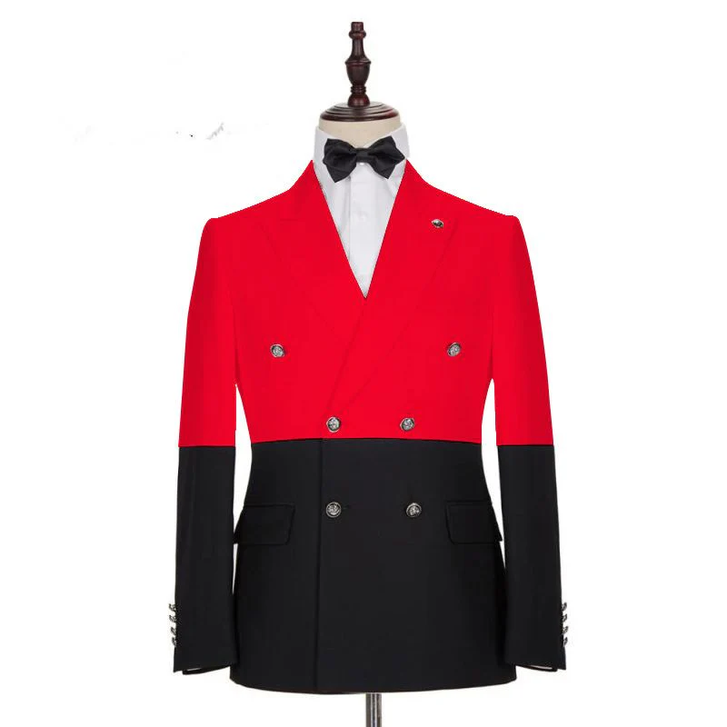 Modern Red Double Breasted Peaked Lapel Men Suits for Prom - Image 2