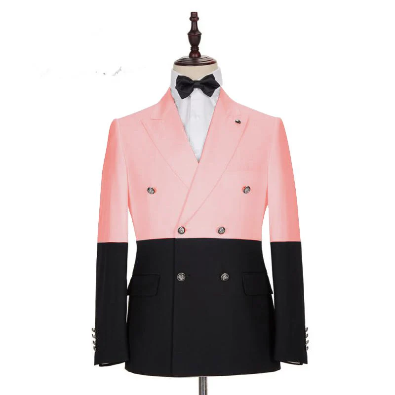 Modern Pink Double Breasted Slim Fit Designer Men Suits for Prom - Image 2