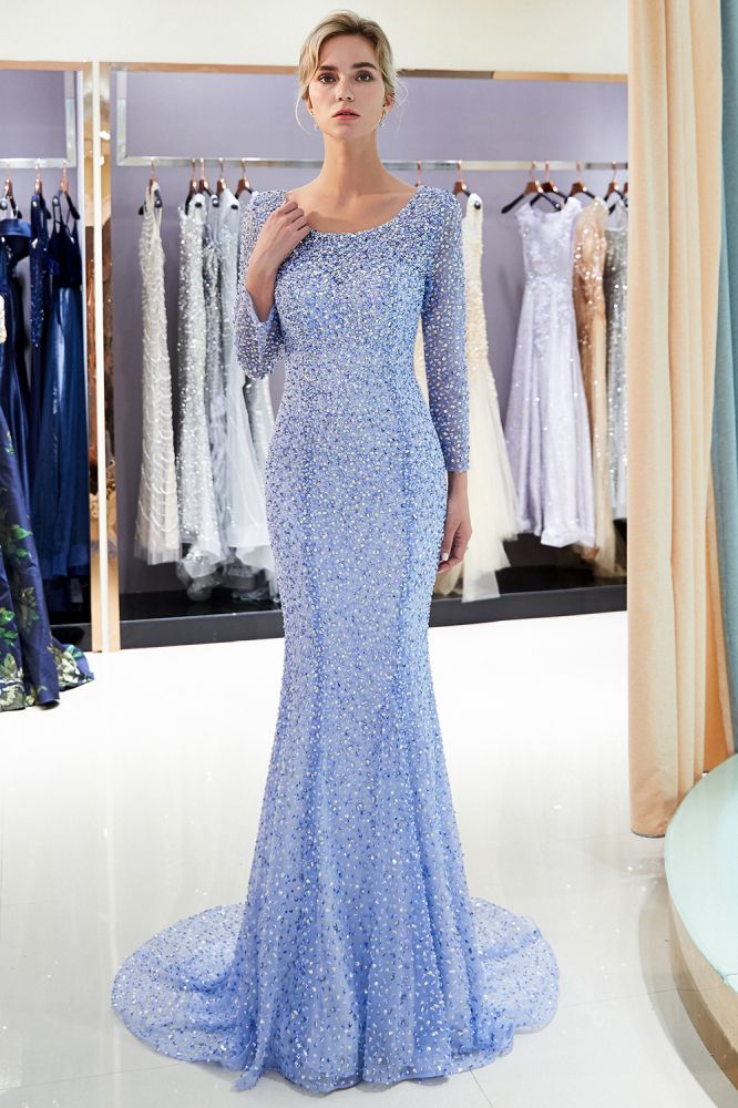 MERCEDES Mermaid Long Sleevess Floor Length Sequins Formal Party Dresses - Image 5