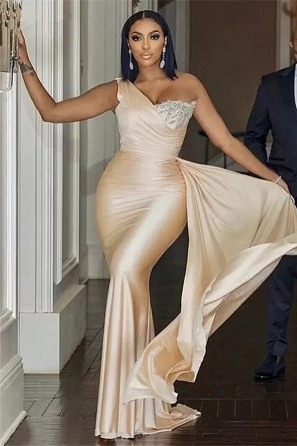 Mermaid Asymmetrical Floor-length Sleeveless Open Back Applique With Side Train Prom Dress - Image 3