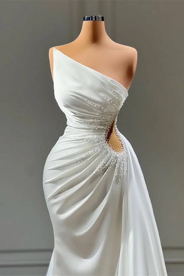 Mermaid Asymmetrical Strapless Floor-length Sleeveless Appliques With Side Train Prom Dress - Image 2