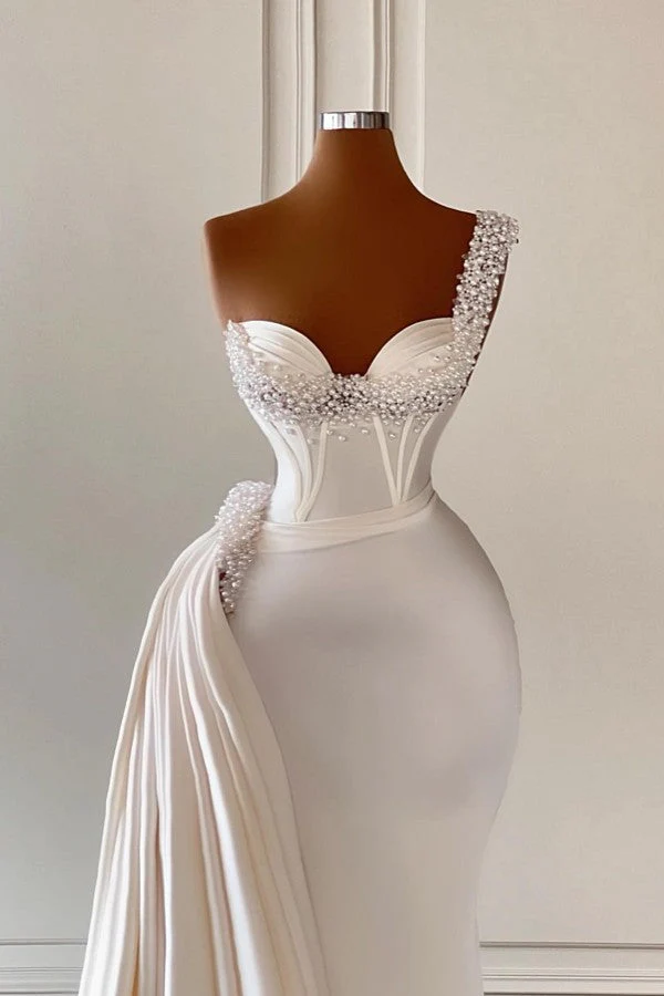 Mermaid Asymmetrical Sweetheart Beaded Floor-length Sleeveless With Side Train Prom Dress - Image 2