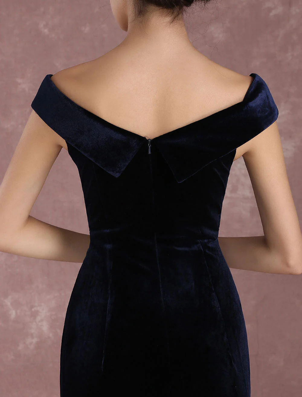 Glamorous Mermaid Celebrity Dresses Velvet Off The Shoulder Evening Dress Dark Navy Slit Party Dress With Train Inspired By Taraji P. Henson At Oscar - Image 11