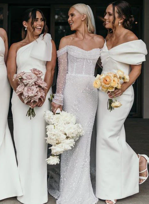 Mermaid Fitted Wedding Dresses Sequined Long Sleeves - Image 3