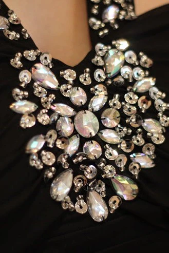 Mermaid Halter Floor Length Chiffon Backless Rhinestone Evening Dress - Image 8