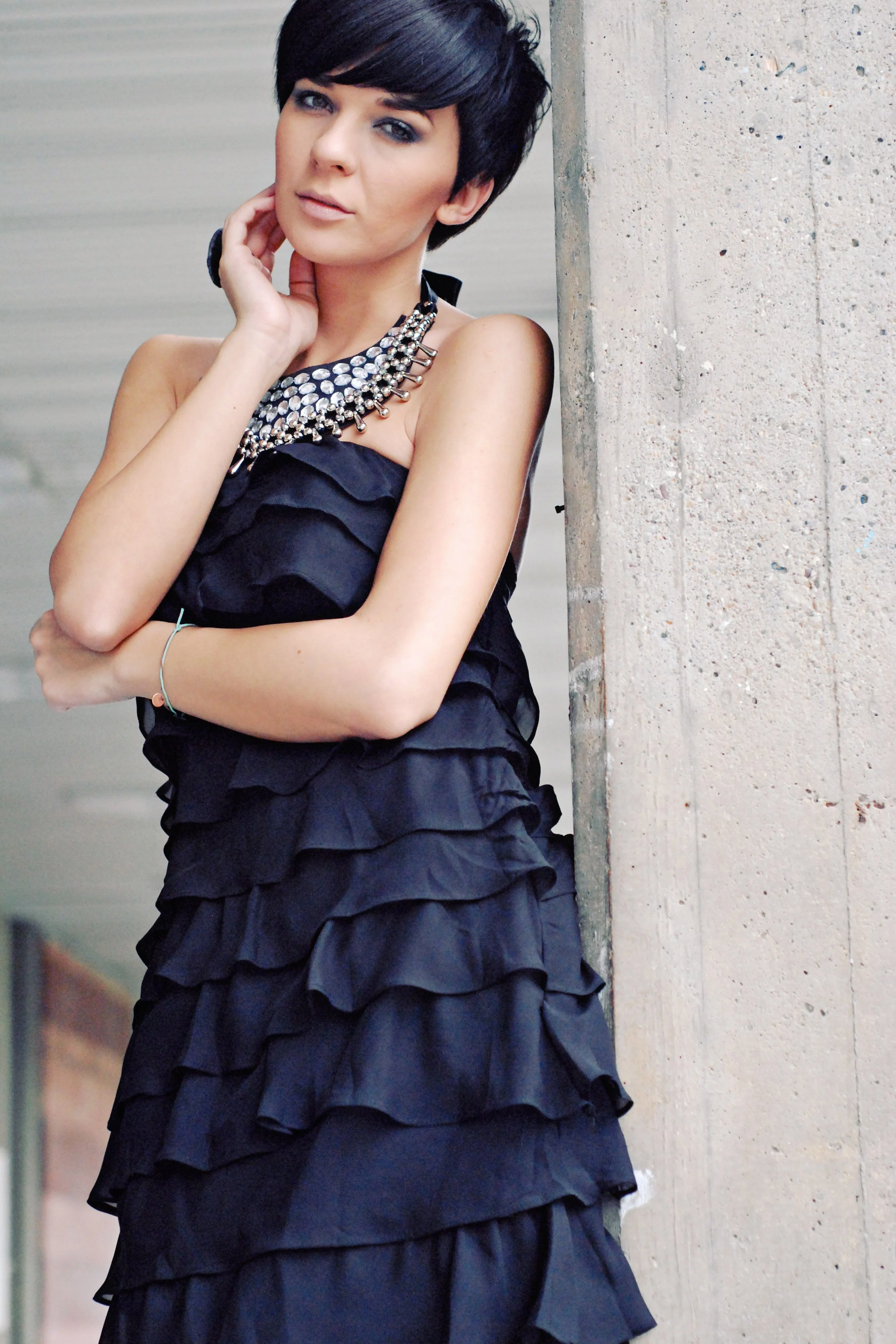 Mermaid Halter Floor Length Chiffon Rhinestone Evening Dress - Image 3