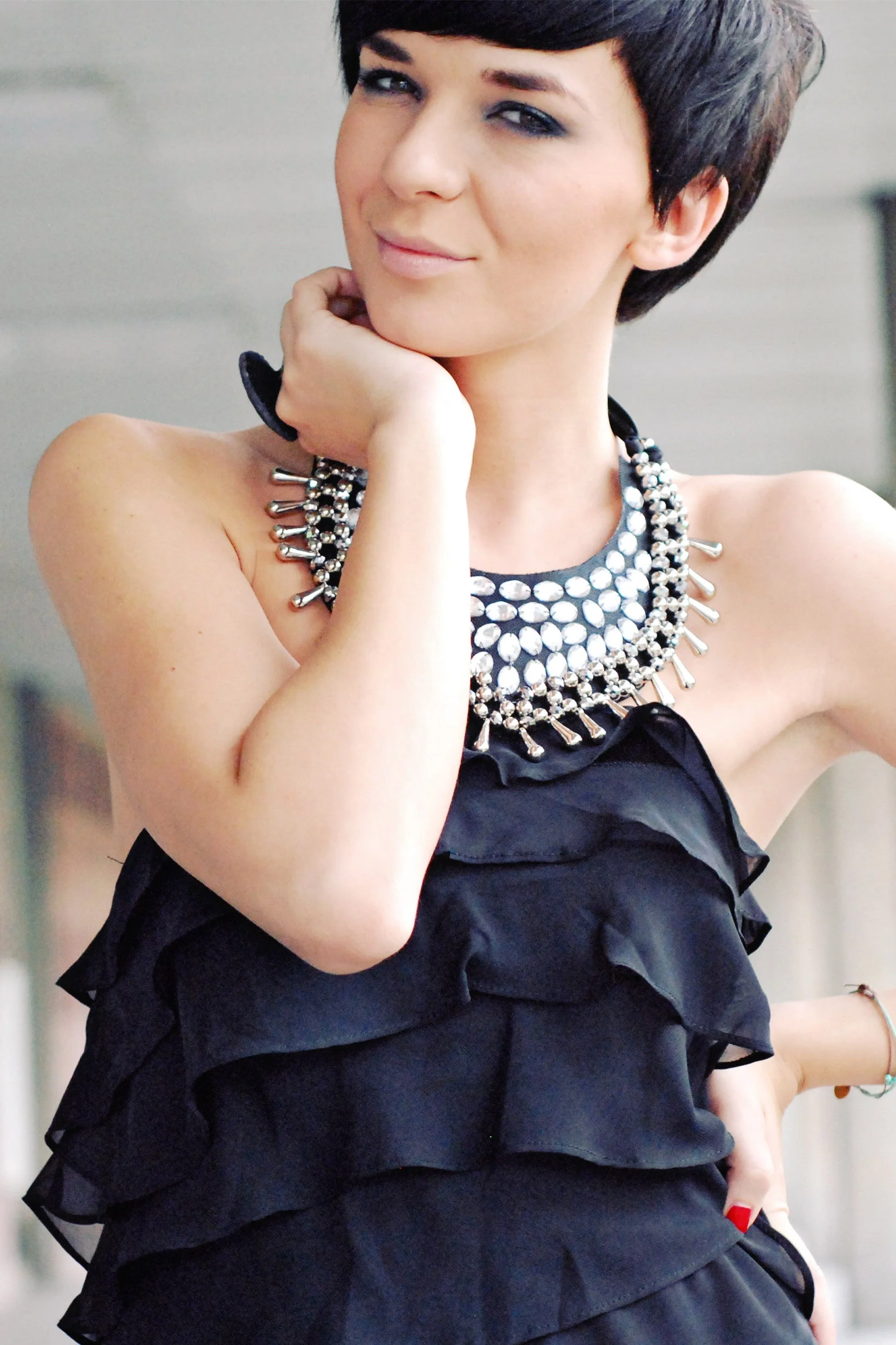 Mermaid Halter Floor Length Chiffon Rhinestone Evening Dress - Image 5