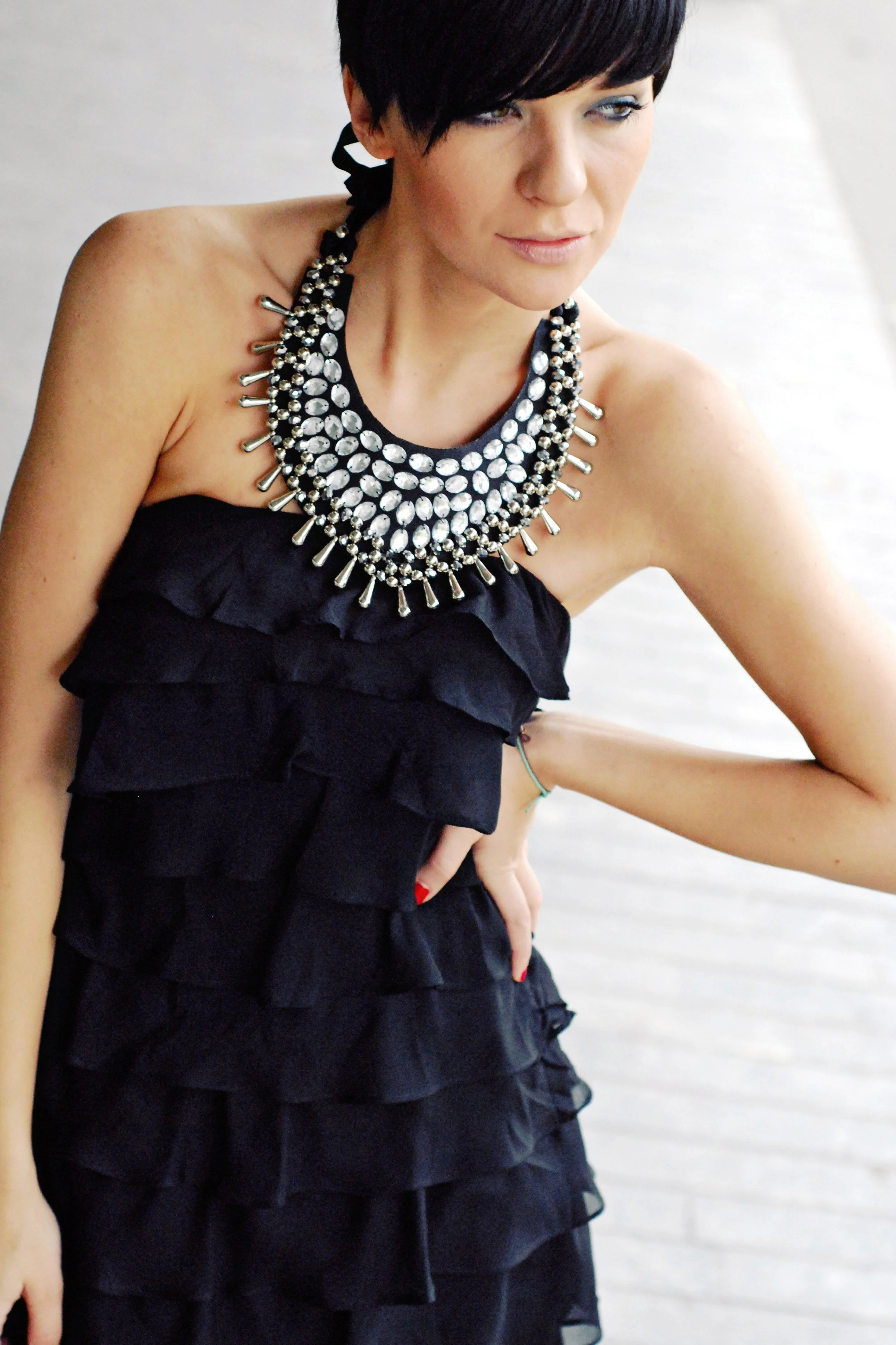 Mermaid Halter Floor Length Chiffon Rhinestone Evening Dress - Image 7