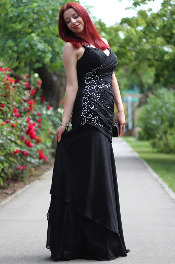 Mermaid Halter Sleeveless Floor Length Chiffon Beading Evening Dress - Image 10
