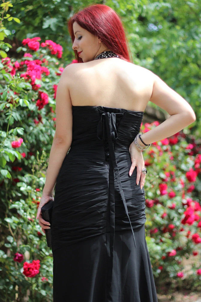 Mermaid Halter Sleeveless Floor Length Chiffon Beading Evening Dress - Image 2