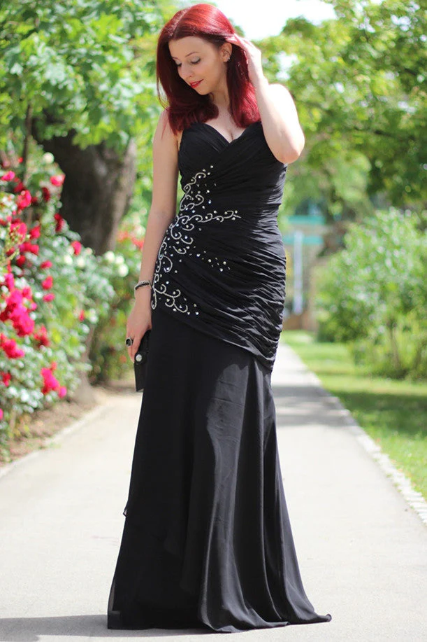 Mermaid Halter Sleeveless Floor Length Chiffon Beading Evening Dress - Image 4