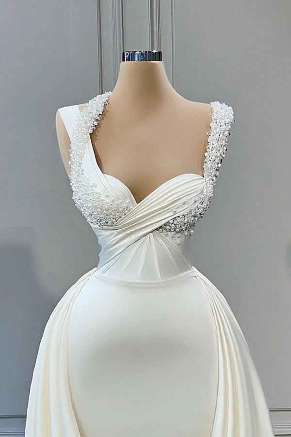 Mermaid Halter Sweetheart Beaded Floor-length Sleeveless With Side Train Prom Dress - Image 2