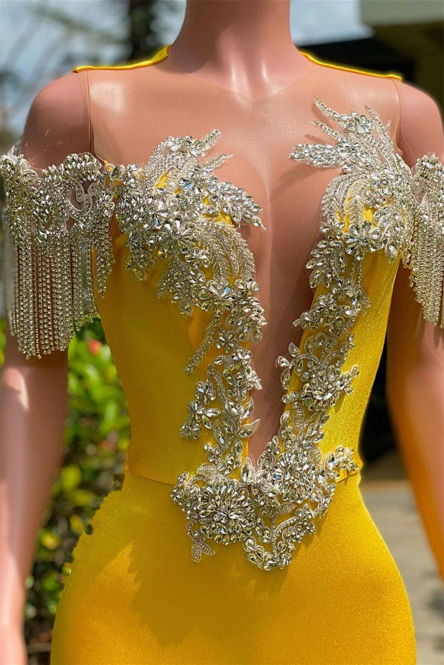 Mermaid Jewel Beading Applique Floor-length Sleeveless Open Back Prom Dress - Image 3