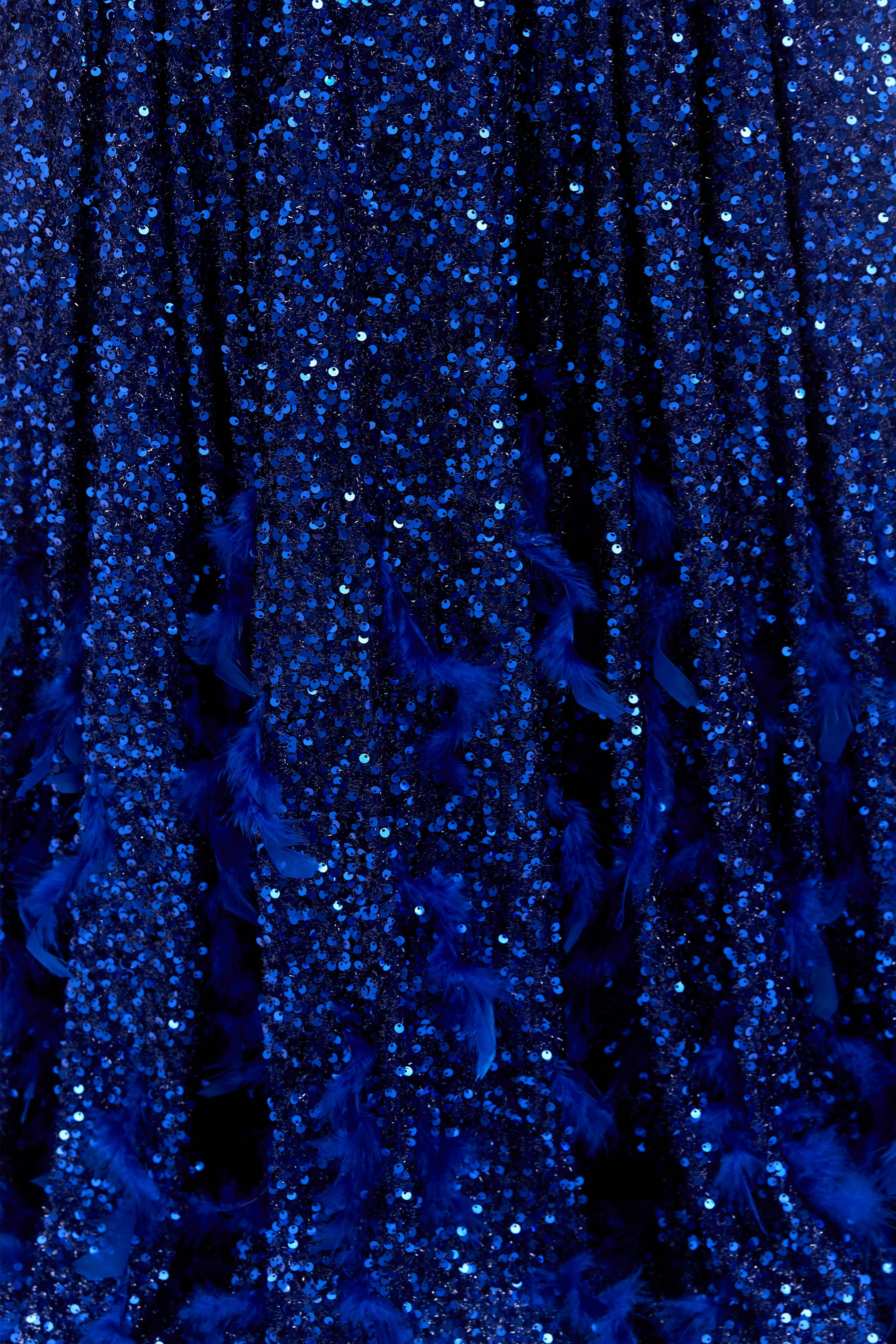 Mermaid Jewel Sequined Floor-length Long Sleeve With Feather Prom Dress - Image 10
