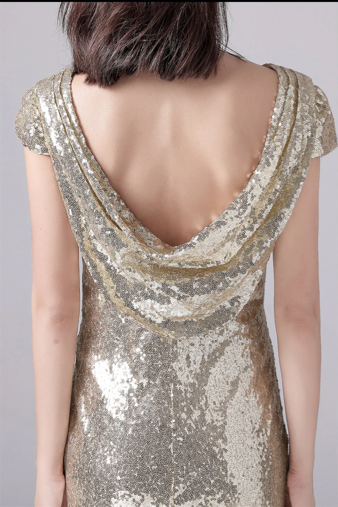 Mermaid Jewel Sequined Floor Length Short sleeves mother's dress - Image 2