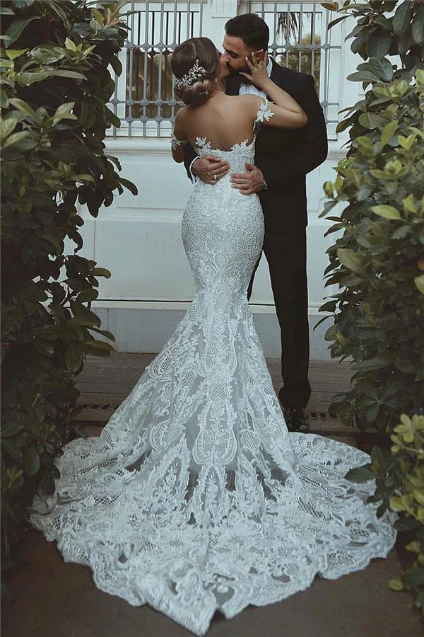 Mermaid Lace Wedding Dress Modern Court Train Sweetheart Bridal Gowns with Sleeve Decorations - Image 2