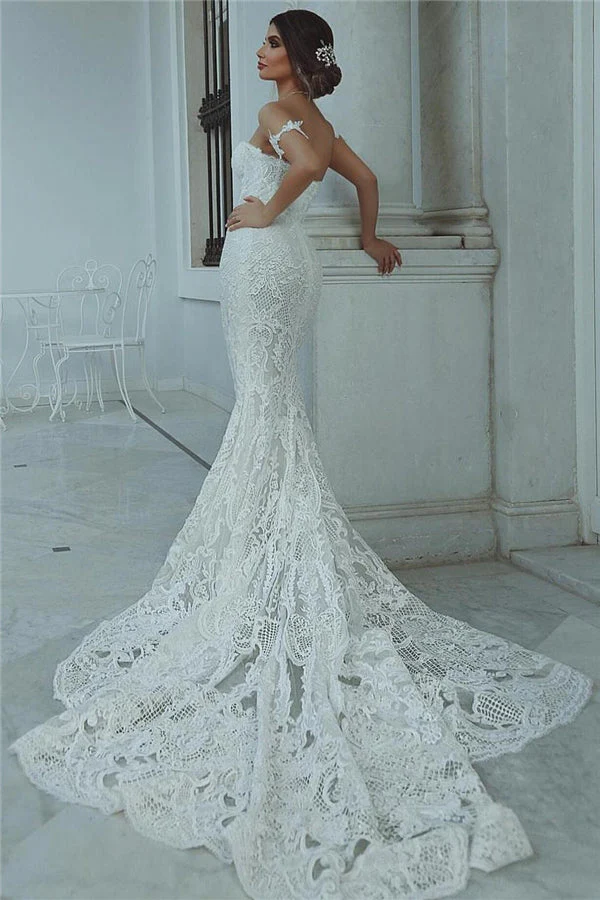 Mermaid Lace Wedding Dress Modern Court Train Sweetheart Bridal Gowns with Sleeve Decorations - Image 3