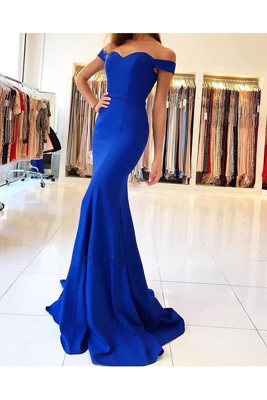 Mermaid Pink Off-the-Shoulder Formal Dress Simpe Elegant Long Evening Dress - Image 2