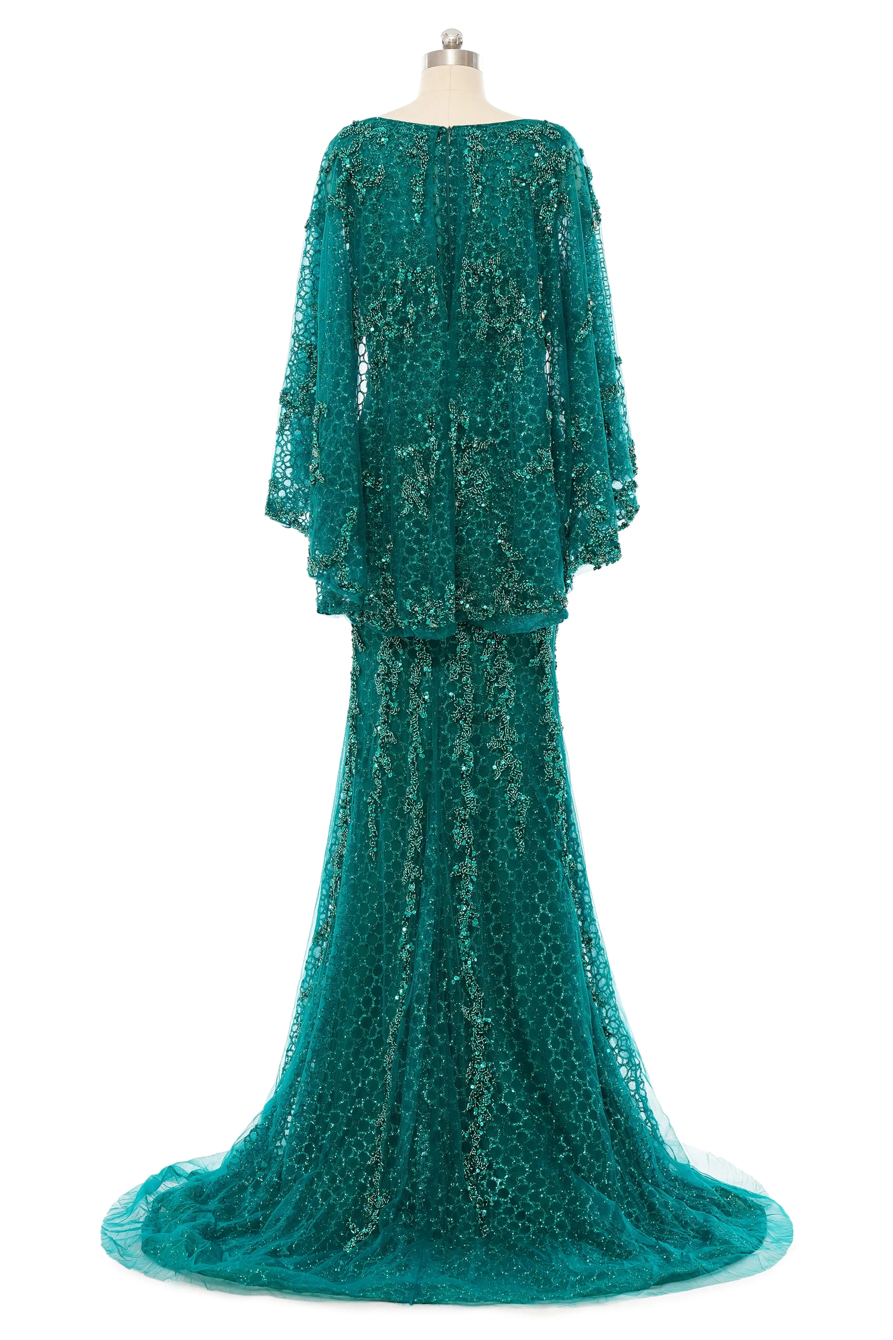 Mermaid Round Floor-length Long Sleeve Sequined Beading Gorgeous Prom Dresses - Image 2