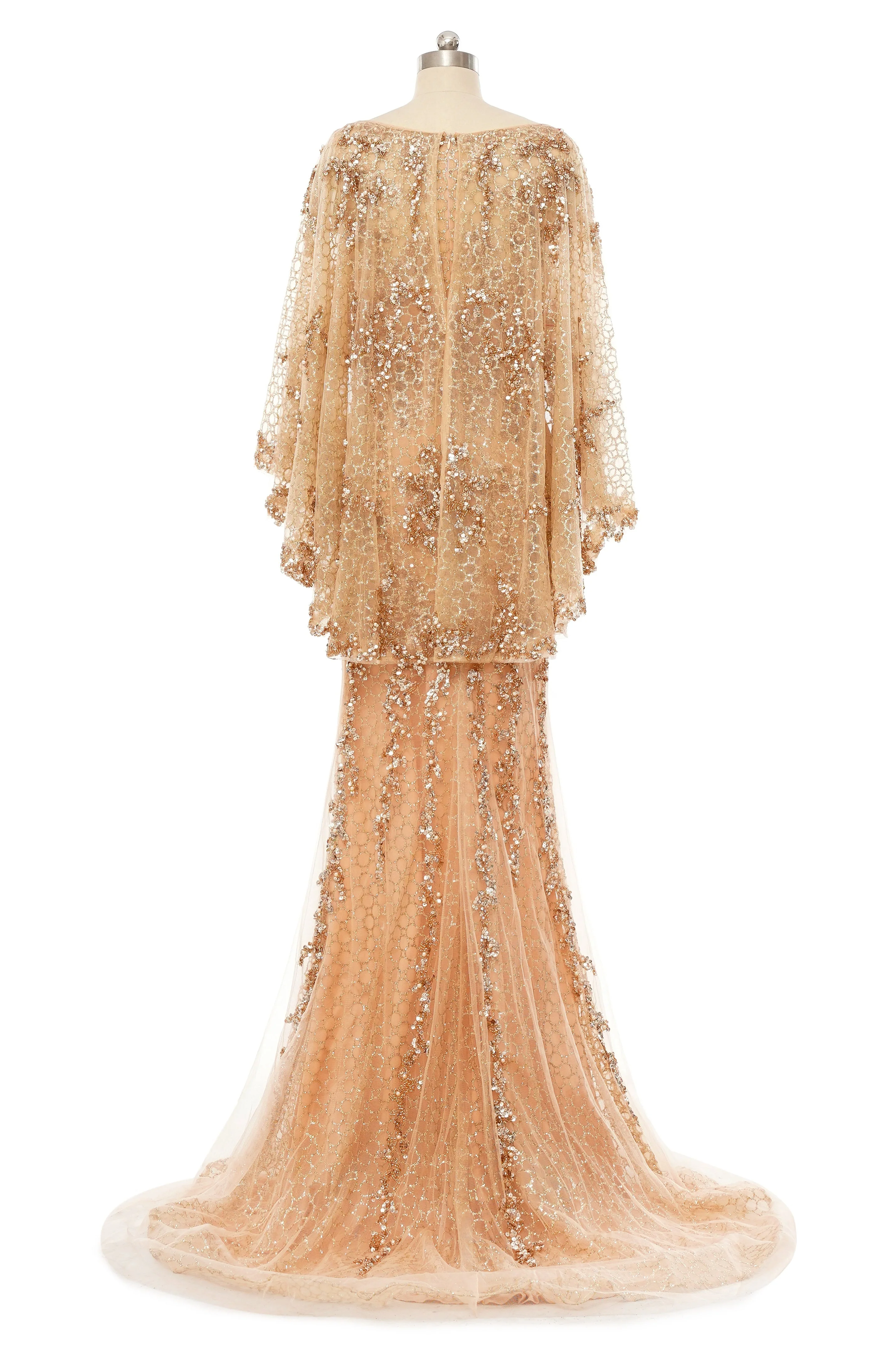 Mermaid Round Floor-length Long Sleeve Sequined Beading Gorgeous Prom Dresses - Image 8