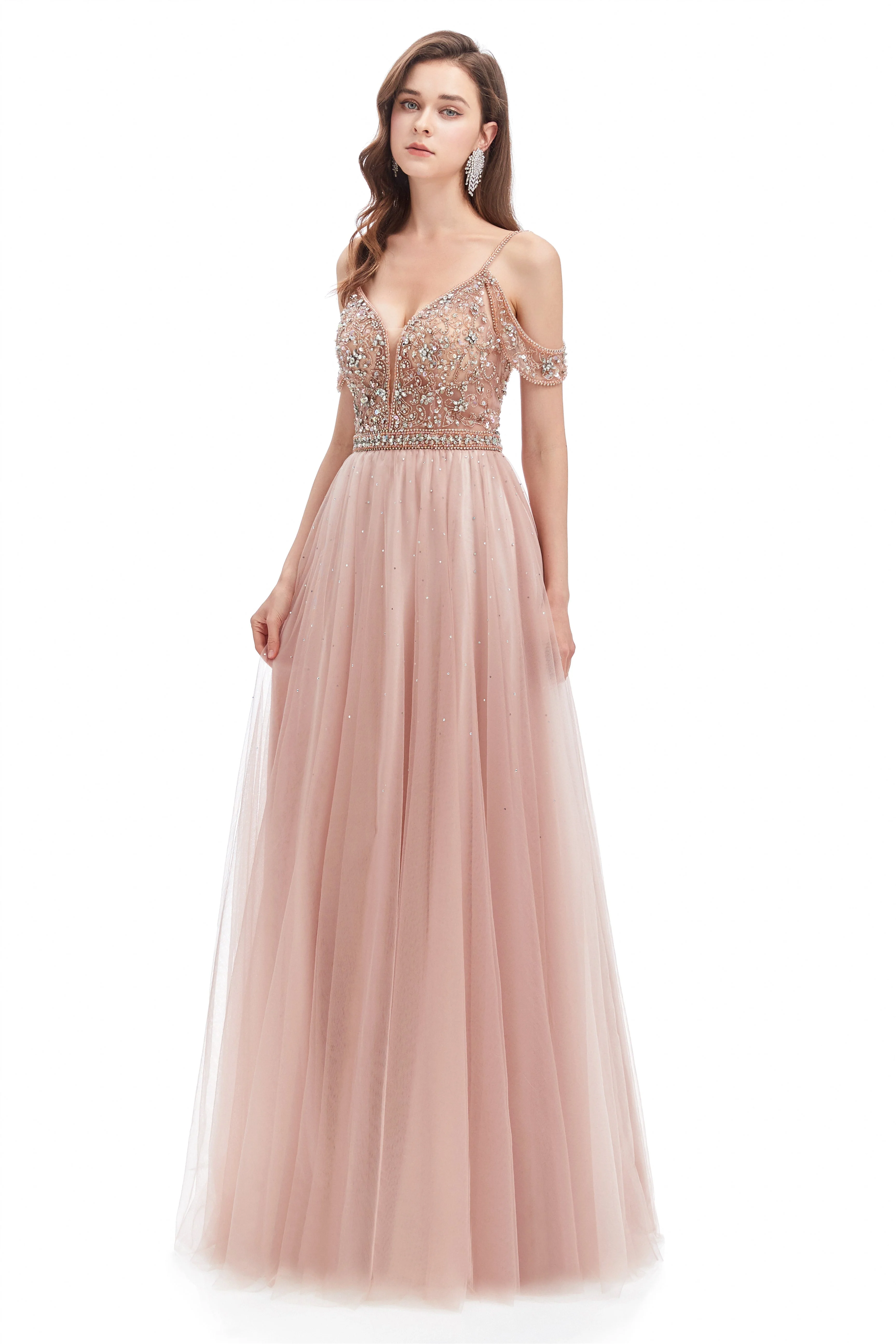 Mermaid Spaghetti strap Off-the-shoulder Beaded Lace Floor-length Sequined Prom Dress - Image 4