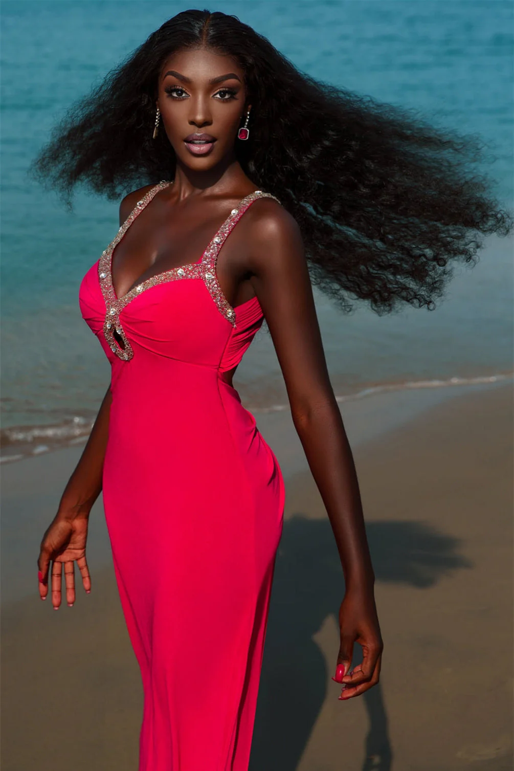 Mermaid Strap Sweetheart Ankle Length Sleeveless Backless Applique Prom Dress - Image 3