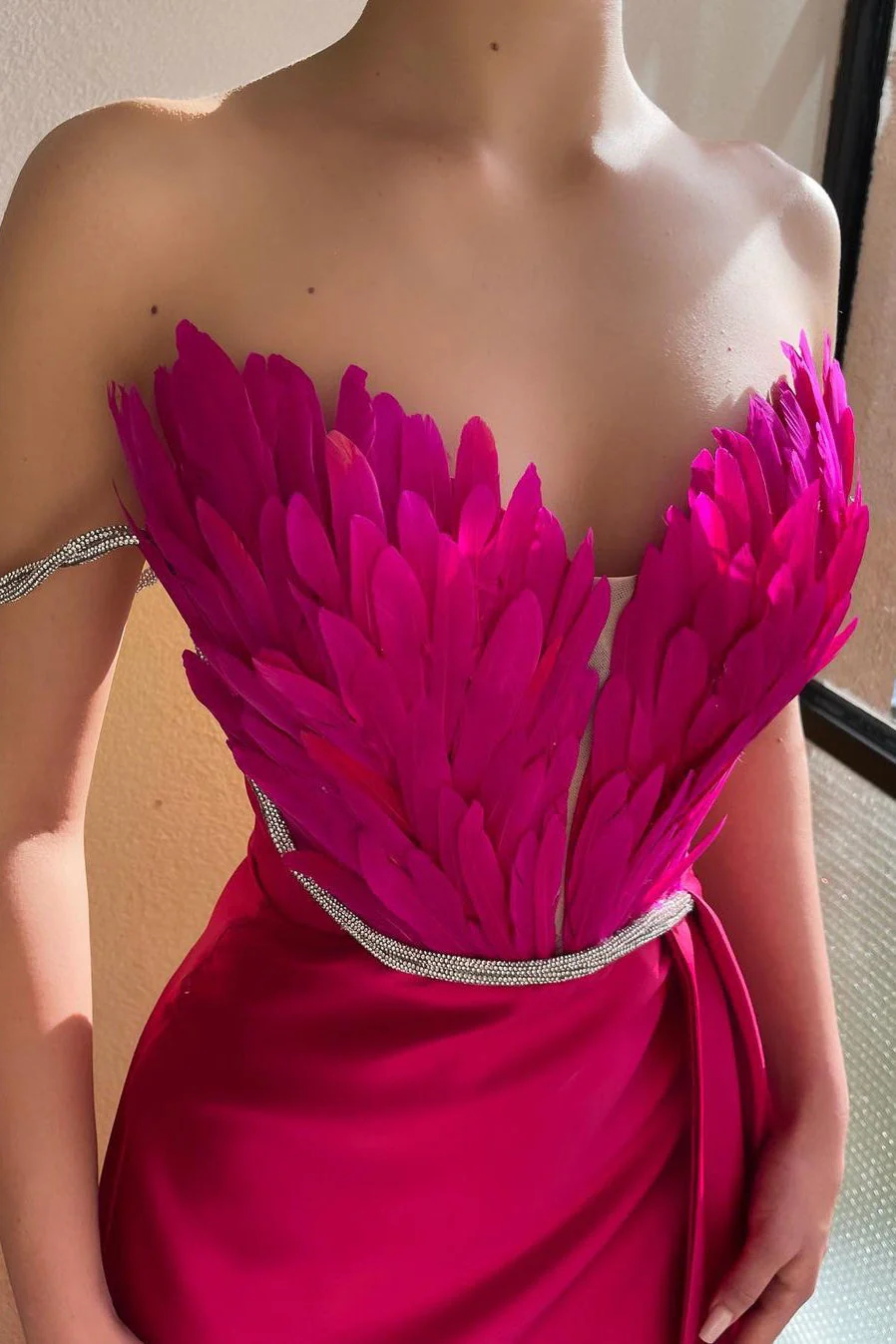 Mermaid Strapless Asymmetrical Floor-length Sleeveless Open Back Side Train High Split Prom Dress - Image 6